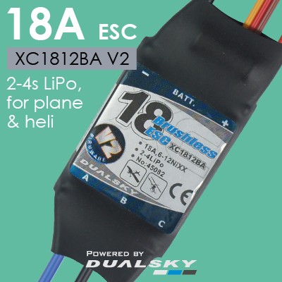 Регулятор для б/к двигателей Dualsky XC1812BA V2, ESC 18A, 2-4s LiPo, for plane &amp; heli 