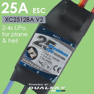 Регулятор для б/к двигателей Dualsky XC2512BA V2, ESC 25A, 2-4s LiPo, for plane &amp; heli 