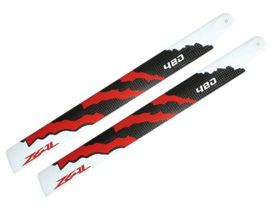 ZHM-NRG480R ZEAL Energy Carbon Fiber Main Blades 480mm (Red) 