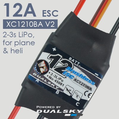 Регулятор для б/к двигателей Dualsky XC1210BA V2, ESC 12A, 2-3s LiPo, for plane &amp; heli 